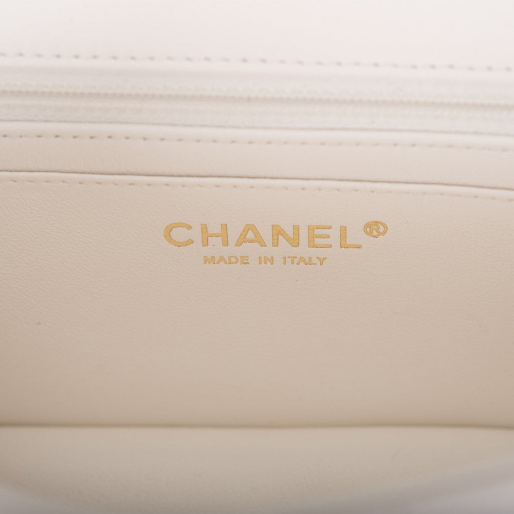 CHANEL White Quilted Lambskin Rectangular Mini Classic Flap Bag Light Gold Hardware CHANEL White Quilted Lambskin Rectangular Mini Classic Flap Bag Light Gold Hardware