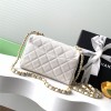 Chanel classic CF series bright white lambskin gold hardware chain bag Chanel classic CF series bright white lambskin gold hardware chain bag