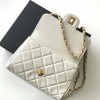 Chanel classic CF series bright white lambskin gold hardware chain bag Chanel classic CF series bright white lambskin gold hardware chain bag
