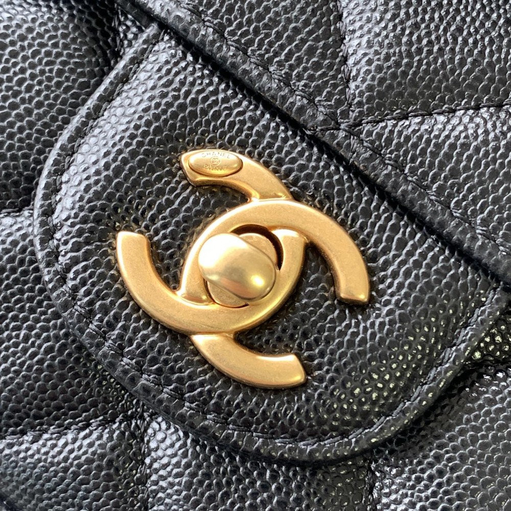 Chanel classic CF series bright black lambskin gold hardware chain bag Chanel classic CF series bright black lambskin gold hardware chain bag