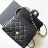 Chanel classic CF series bright black lambskin gold hardware chain bag Chanel classic CF series bright black lambskin gold hardware chain bag
