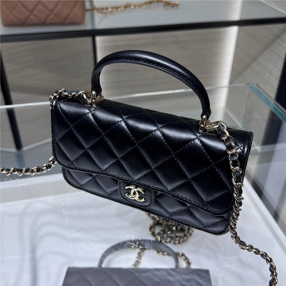 Chanel Classic CF Black Diamond Check Chain Flap Bag Chanel Classic CF Black Diamond Check Chain Flap Bag
