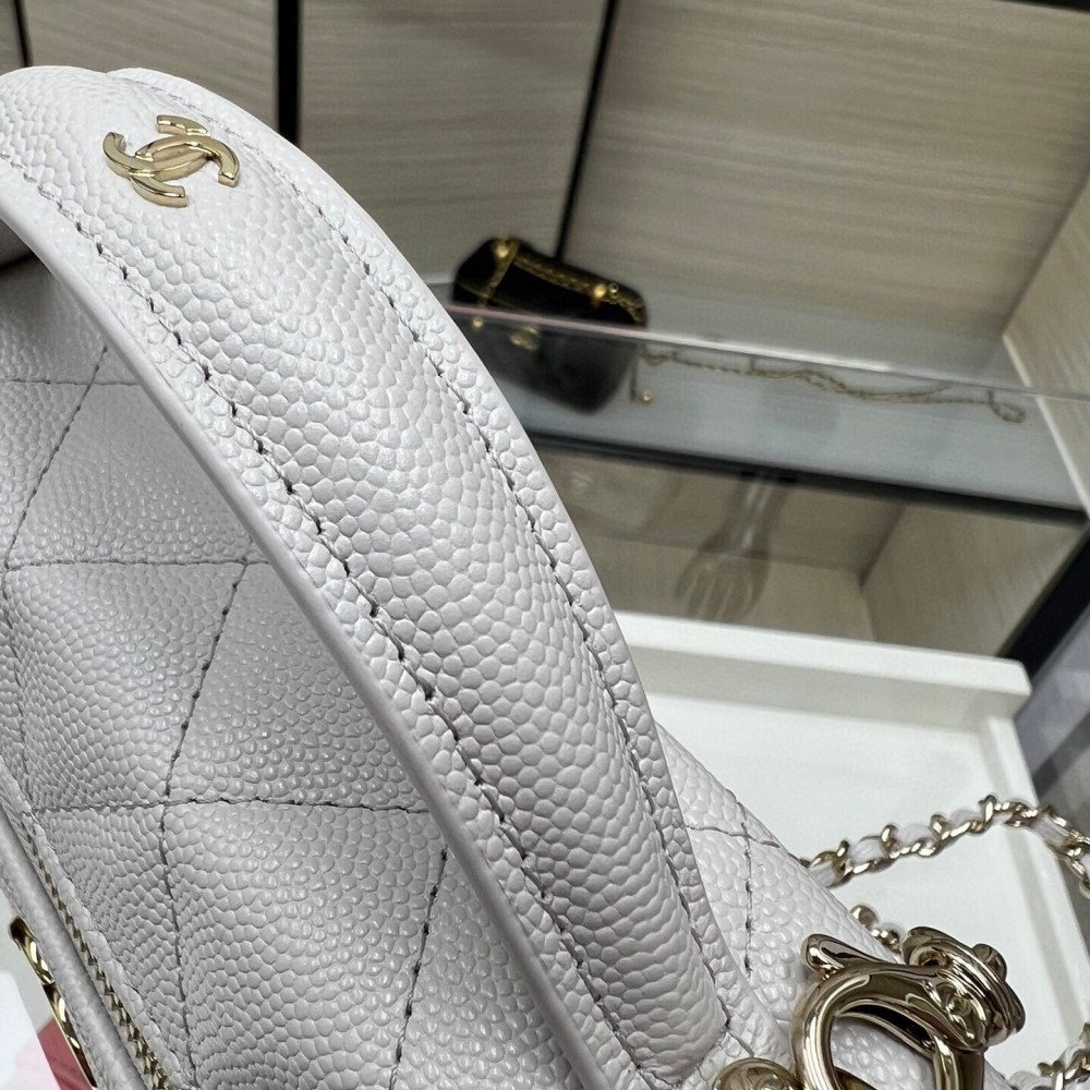 Chanel 25C Bag in Shiny Silver Grained Leather Chanel 25C Bag in Shiny Silver Grained Leather