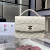 Chanel Double C Metal Chain Diamond Check White Frosted Texture Bag Chanel Double C Metal Chain Diamond Check White Frosted Texture Bag