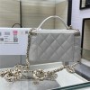Chanel Double C Metal Chain Diamond Check White Frosted Texture Bag Chanel Double C Metal Chain Diamond Check White Frosted Texture Bag