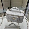Chanel Double C Metal Chain Diamond Check White Frosted Texture Bag Chanel Double C Metal Chain Diamond Check White Frosted Texture Bag