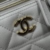Chanel Double C Metal Chain Diamond Check White Frosted Texture Bag Chanel Double C Metal Chain Diamond Check White Frosted Texture Bag