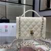 Chanel Double C Metal Chain Diamond Check White Frosted Texture Bag Chanel Double C Metal Chain Diamond Check White Frosted Texture Bag