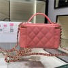 Chanel Double C Metal Chain Diamond Check Pink Frosted Texture Bag Chanel Double C Metal Chain Diamond Check Pink Frosted Texture Bag