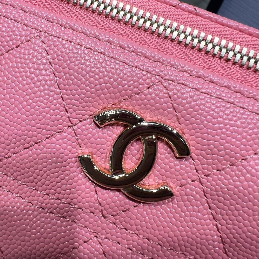 Chanel Double C Metal Chain Diamond Check Pink Frosted Texture Bag Chanel Double C Metal Chain Diamond Check Pink Frosted Texture Bag
