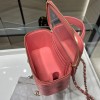 Chanel Double C Metal Chain Diamond Check Pink Frosted Texture Bag Chanel Double C Metal Chain Diamond Check Pink Frosted Texture Bag