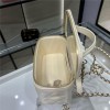 Chanel Double C Metal Chain Diamond Grid Ivory Matte Textured Bag Chanel Double C Metal Chain Diamond Grid Ivory Matte Textured Bag