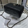 Chanel Double C Metal Chain Diamond Pattern Pure Black Matte Texture Bag Chanel Double C Metal Chain Diamond Pattern Pure Black Matte Texture Bag