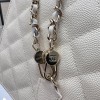 Chanel Double C Metal Chain Diamond Check White Frosted Texture Bag Chanel Double C Metal Chain Diamond Check White Frosted Texture Bag