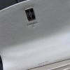 Chanel Double C Metal Chain Diamond Check White Frosted Texture Bag Chanel Double C Metal Chain Diamond Check White Frosted Texture Bag