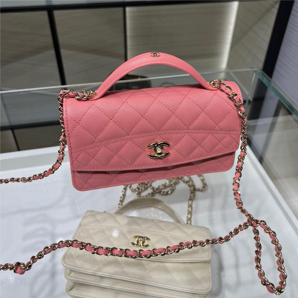 Chanel Double C Metal Chain Large Pink Quilted Flap Bag Chanel Double C Metal Chain Large Pink Quilted Flap Bag