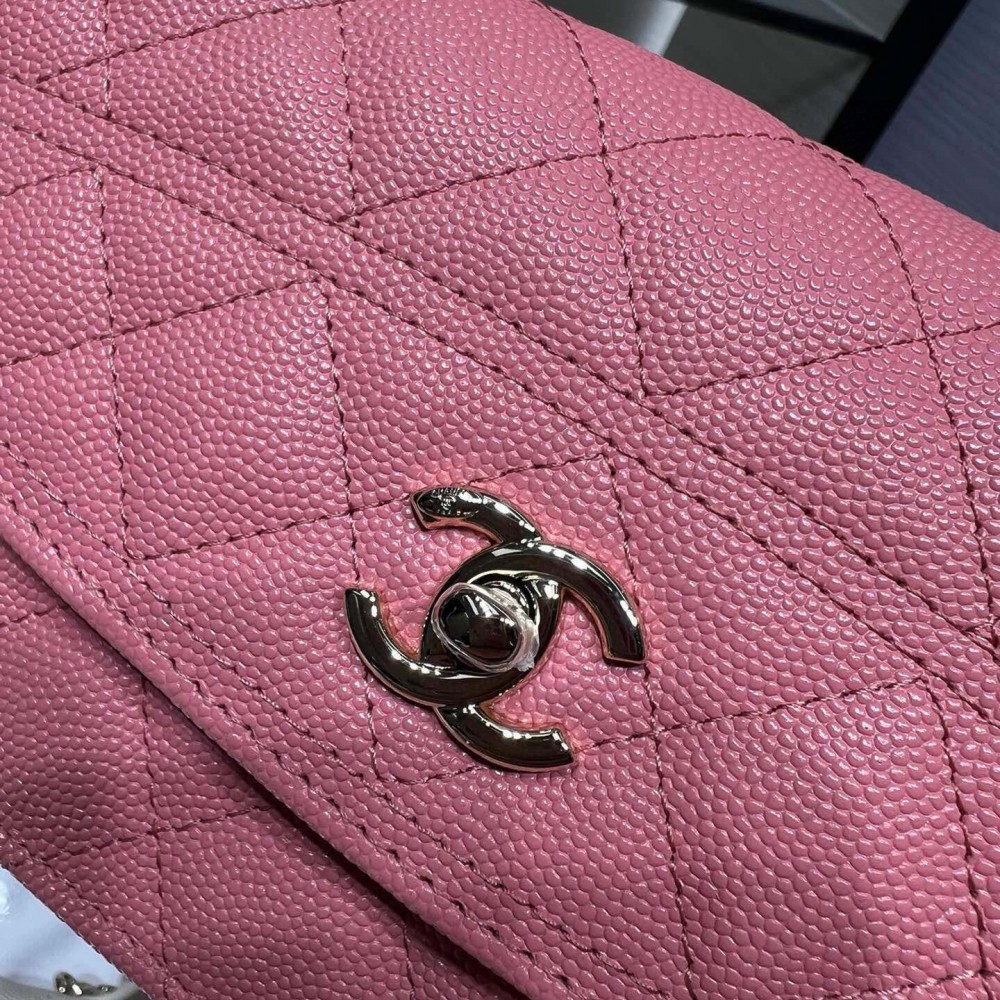 Chanel Double C Metal Chain Large Pink Quilted Flap Bag Chanel Double C Metal Chain Large Pink Quilted Flap Bag