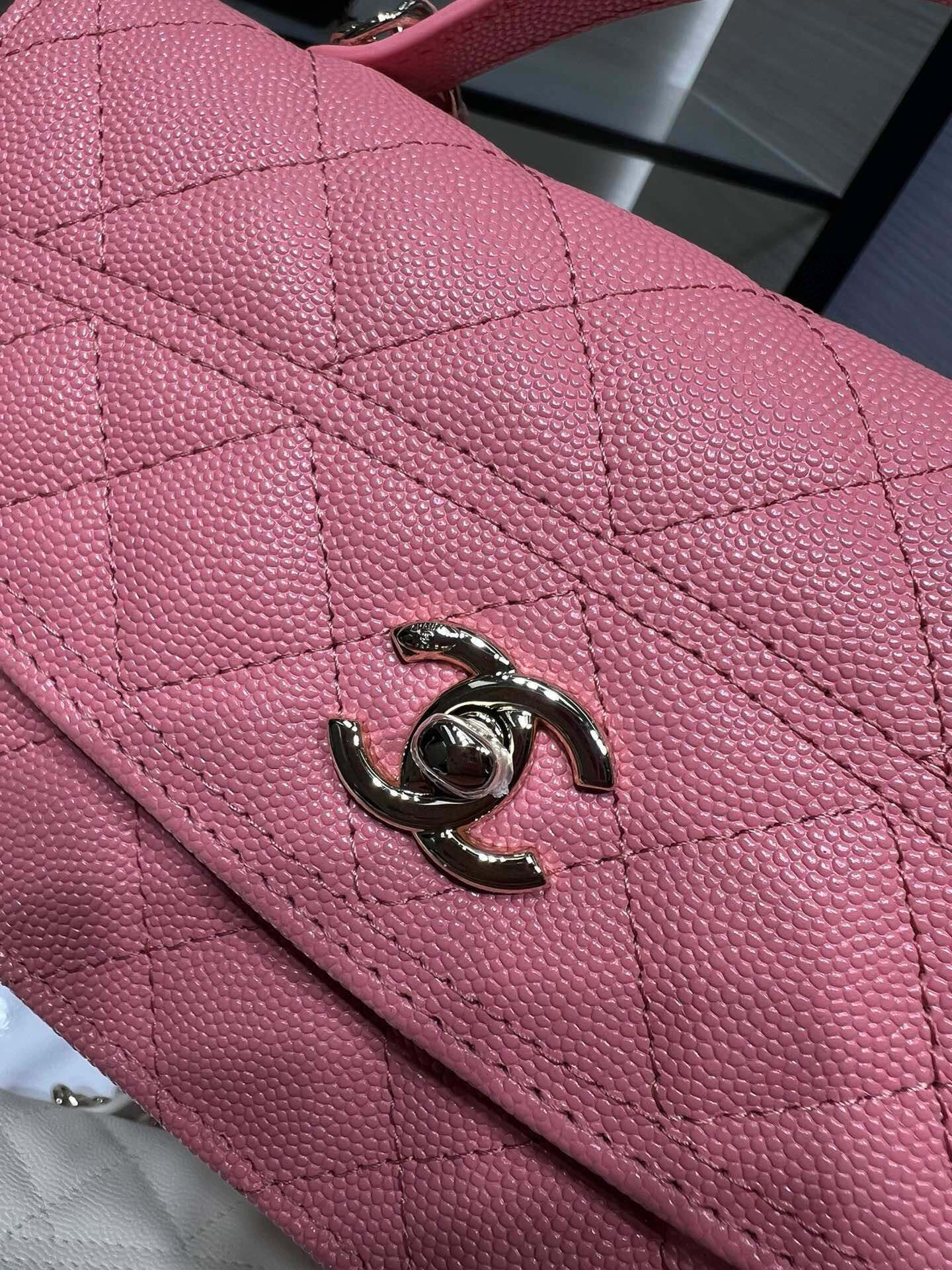 Chanel Double C Metal Chain Large Pink Quilted Flap Bag Chanel Double C Metal Chain Large Pink Quilted Flap Bag