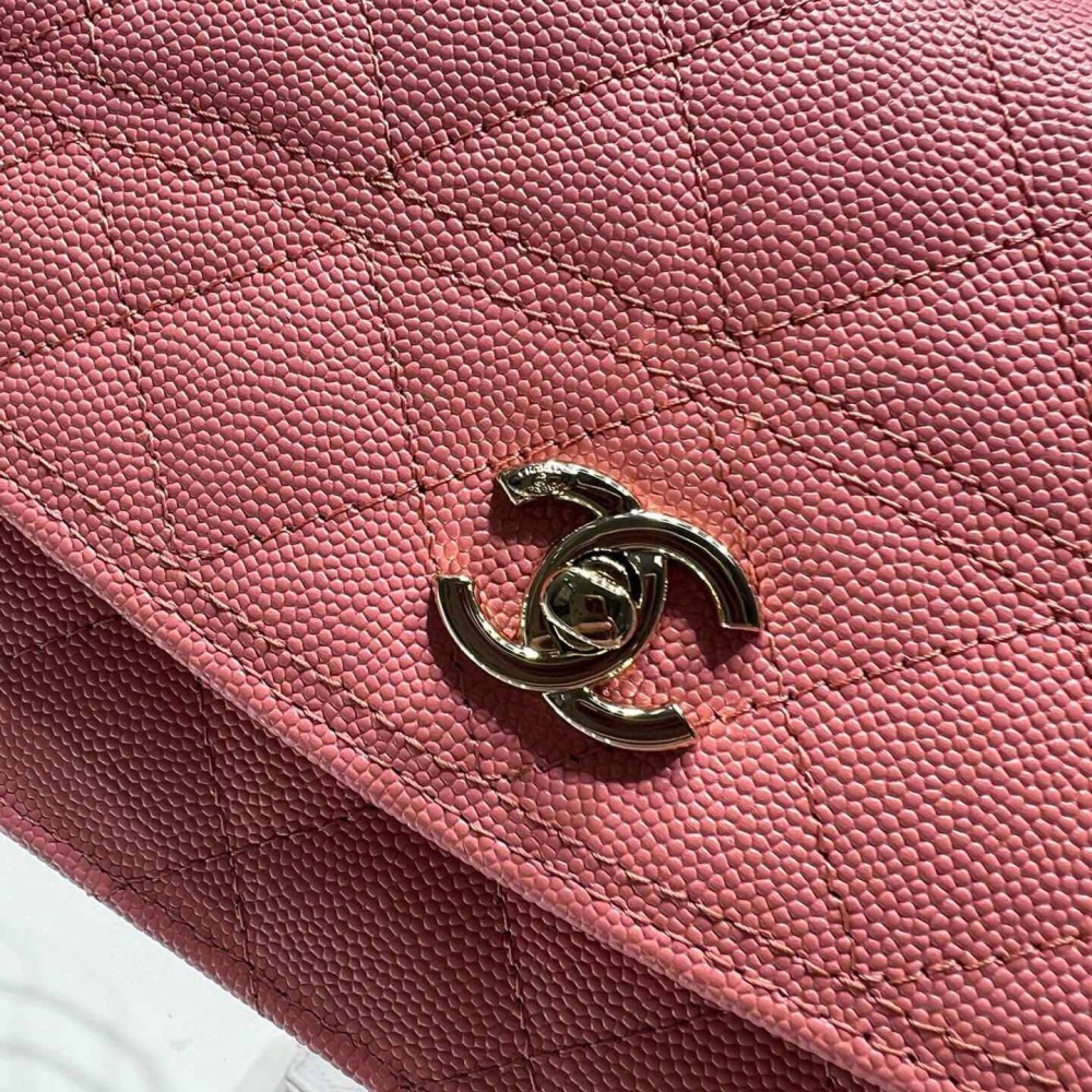 Chanel Double C Metal Chain Medium Pink Quilted Flap Bag Chanel Double C Metal Chain Medium Pink Quilted Flap Bag