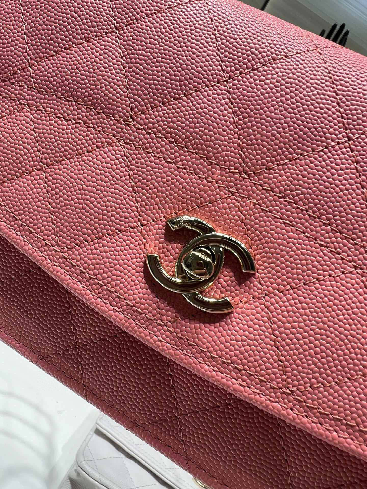 Chanel Double C Metal Chain Medium Pink Quilted Flap Bag Chanel Double C Metal Chain Medium Pink Quilted Flap Bag