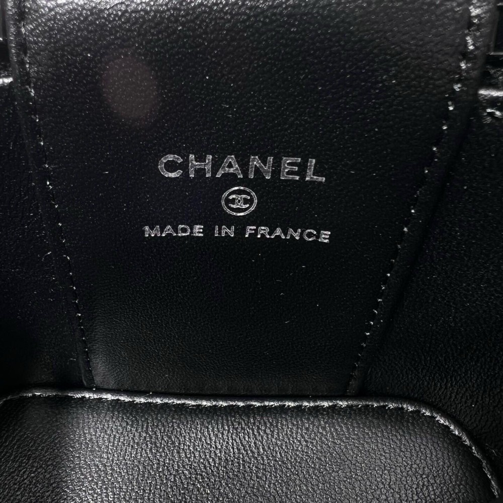 Chanel Double C Metal Chain Deep Black Quilted Tote Chanel Double C Metal Chain Deep Black Quilted Tote