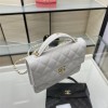 Chanel Double C Metal Chain Light Grey Quilted Flap Bag Chanel Double C Metal Chain Light Grey Quilted Flap Bag