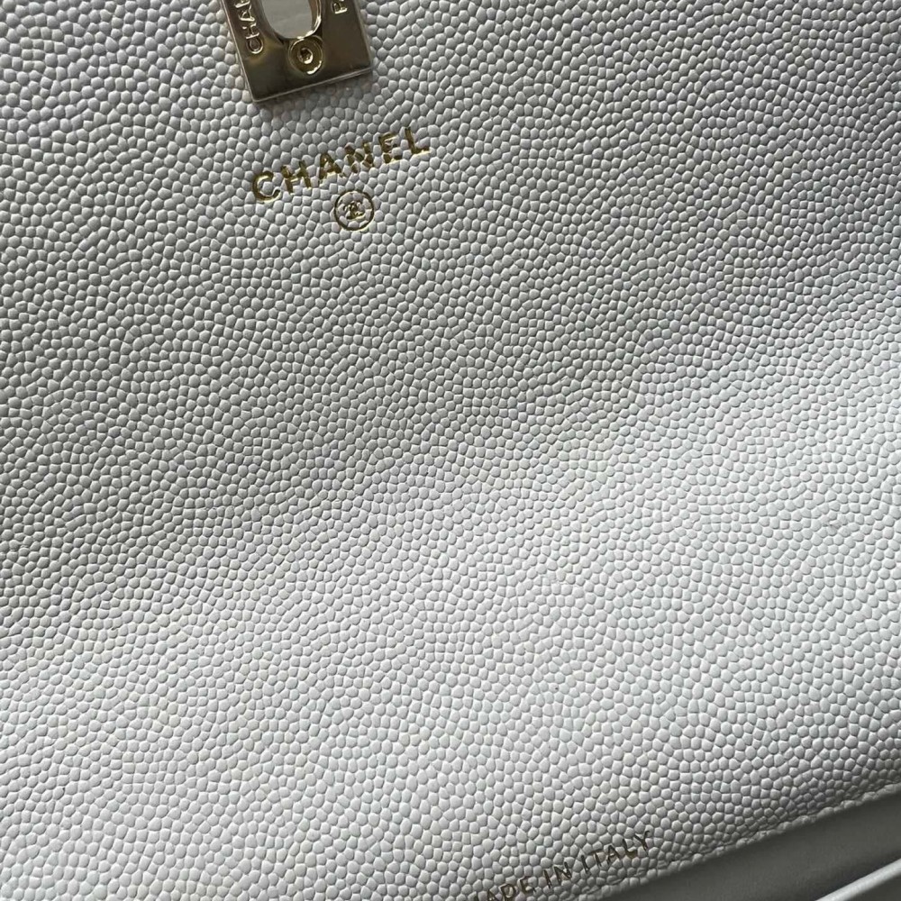 Chanel Double C Metal Chain Light Grey Quilted Flap Bag Chanel Double C Metal Chain Light Grey Quilted Flap Bag