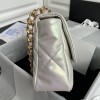 Chanel Double C Metal Chain Classic Shiny Silver Quilted Flap Bag Chanel Double C Metal Chain Classic Shiny Silver Quilted Flap Bag