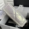 Chanel Double C Metal Chain Classic Shiny Silver Quilted Flap Bag Chanel Double C Metal Chain Classic Shiny Silver Quilted Flap Bag