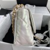 Chanel Double C Metal Chain Classic Shiny Silver Quilted Flap Bag Chanel Double C Metal Chain Classic Shiny Silver Quilted Flap Bag