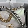 Chanel Double C Metal Chain Classic Shiny Silver Quilted Flap Bag Chanel Double C Metal Chain Classic Shiny Silver Quilted Flap Bag