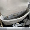 Chanel Double C Metal Chain Classic Shiny Silver Quilted Flap Bag Chanel Double C Metal Chain Classic Shiny Silver Quilted Flap Bag