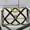 Chanel Double C Metal Chain Classic White and Black Contrast Quilted Flap Bag Chanel Double C Metal Chain Classic White and Black Contrast Quilted Flap Bag