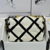 Chanel Double C Metal Chain Classic White and Black Contrast Quilted Flap Bag Chanel Double C Metal Chain Classic White and Black Contrast Quilted Flap Bag