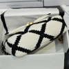 Chanel Double C Metal Chain Classic White and Black Contrast Quilted Flap Bag Chanel Double C Metal Chain Classic White and Black Contrast Quilted Flap Bag