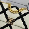 Chanel Double C Metal Chain Classic White and Black Contrast Quilted Flap Bag Chanel Double C Metal Chain Classic White and Black Contrast Quilted Flap Bag