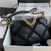 Chanel Double C Metal Chain Classic Pure Black Quilted Flap Bag Chanel Double C Metal Chain Classic Pure Black Quilted Flap Bag