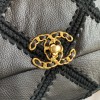Chanel Double C Metal Chain Classic Pure Black Quilted Flap Bag Chanel Double C Metal Chain Classic Pure Black Quilted Flap Bag