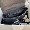 Chanel Double C Metal Chain Classic Pure Black Quilted Flap Bag Chanel Double C Metal Chain Classic Pure Black Quilted Flap Bag