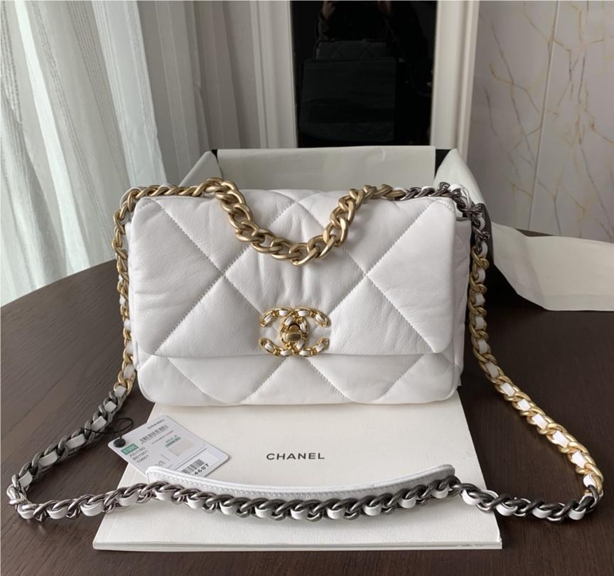 Chanel Double C Mixed Color Metal Chain Classic Medium White Quilted Flap Bag Chanel Double C Mixed Color Metal Chain Classic Medium White Quilted Flap Bag