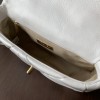 Chanel Double C Mixed Color Metal Chain Classic White Quilted Flap Bag Chanel Double C Mixed Color Metal Chain Classic White Quilted Flap Bag