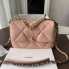 Chanel Double C Mixed Color Metal Chain Classic Medium Brown and Pink Quilted Flap Bag Chanel Double C Mixed Color Metal Chain Classic Medium Brown and Pink Quilted Flap Bag