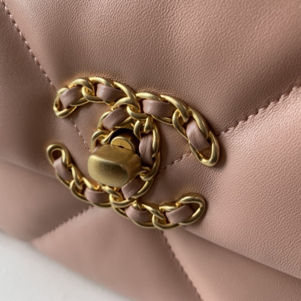 Chanel Double C Mixed Color Metal Chain Classic Medium Brown and Pink Quilted Flap Bag Chanel Double C Mixed Color Metal Chain Classic Medium Brown and Pink Quilted Flap Bag