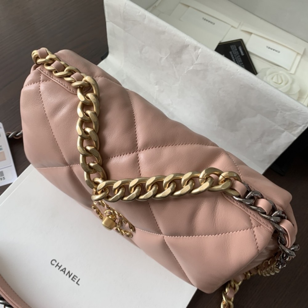 Chanel Double C Mixed Color Metal Chain Classic Medium Brown and Pink Quilted Flap Bag Chanel Double C Mixed Color Metal Chain Classic Medium Brown and Pink Quilted Flap Bag