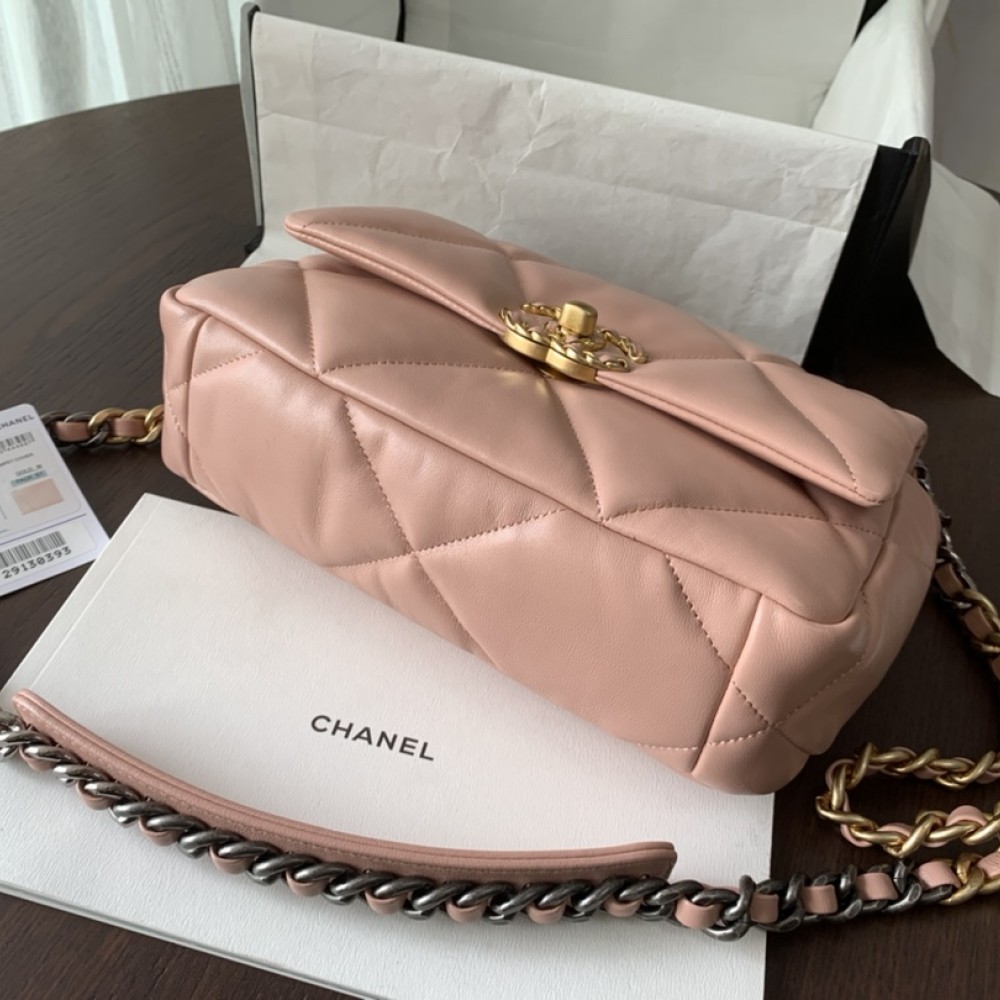 Chanel Double C Mixed Color Metal Chain Classic Medium Brown and Pink Quilted Flap Bag Chanel Double C Mixed Color Metal Chain Classic Medium Brown and Pink Quilted Flap Bag