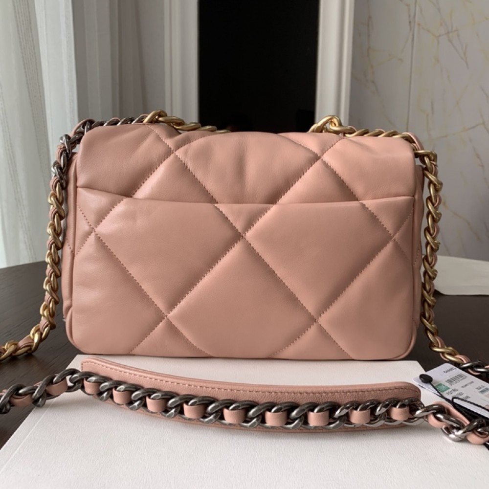 Chanel Double C Mixed Color Metal Chain Classic Medium Brown and Pink Quilted Flap Bag Chanel Double C Mixed Color Metal Chain Classic Medium Brown and Pink Quilted Flap Bag