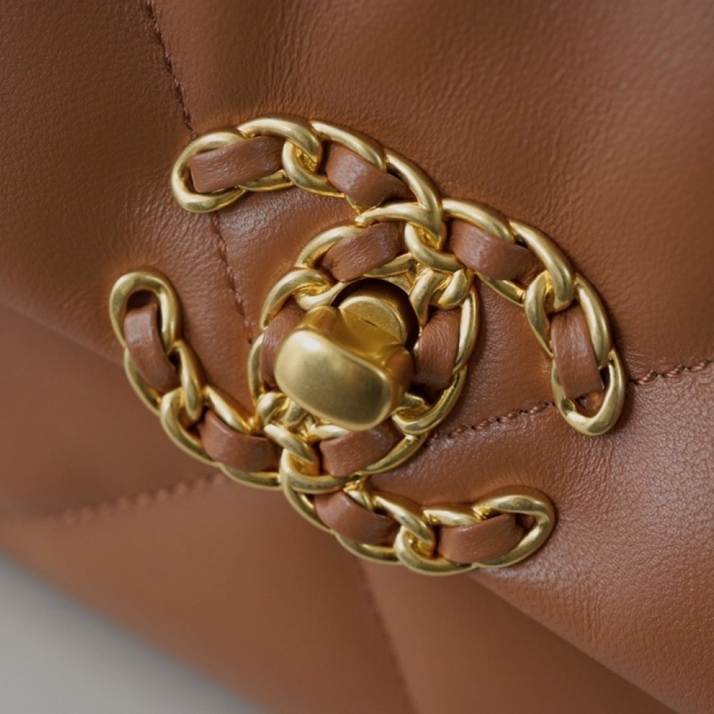 Chanel Double C Mixed Color Metal Chain Classic Brown Pink Quilted Flap Bag