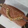 Chanel Double C Mixed Color Metal Chain Classic Brown Pink Quilted Flap Bag
