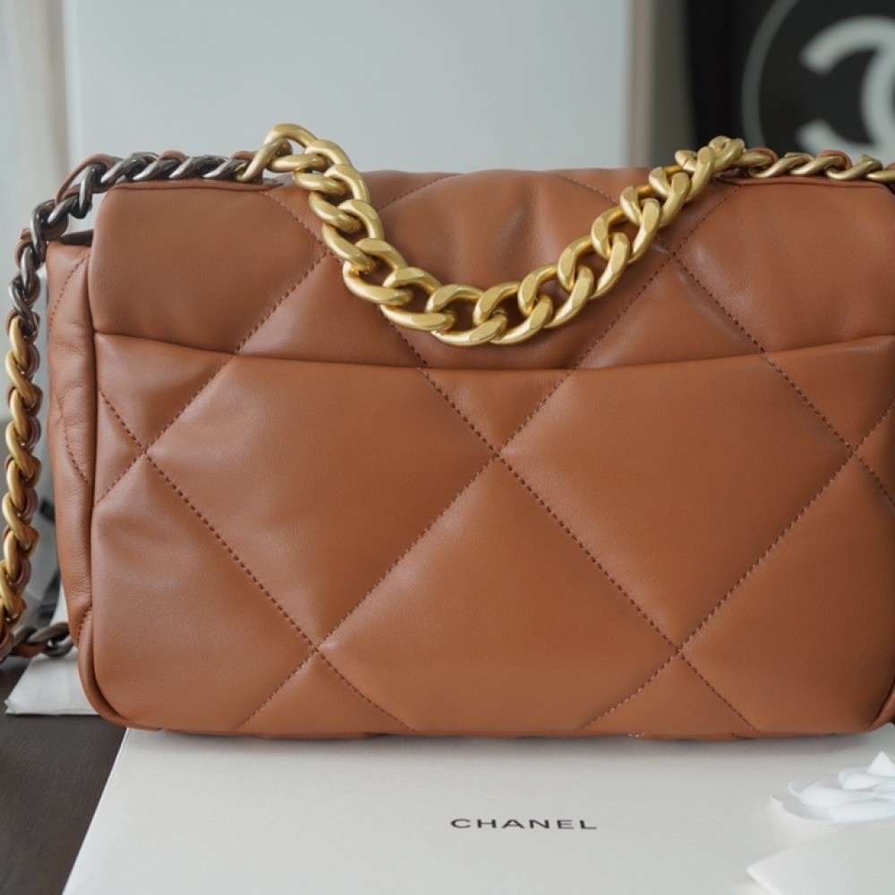 Chanel Double C Mixed Color Metal Chain Classic Brown Pink Quilted Flap Bag