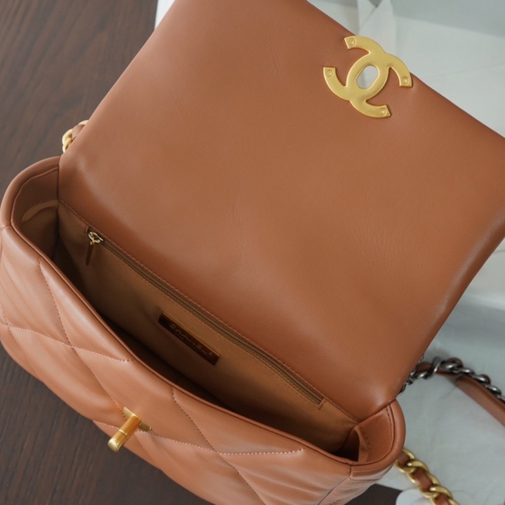 Chanel Double C Mixed Color Metal Chain Classic Brown Pink Quilted Flap Bag